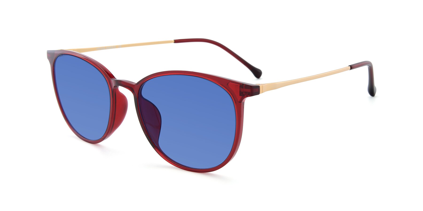 Angle of XC-6006 in Wine-Gold with Blue Tinted Lenses