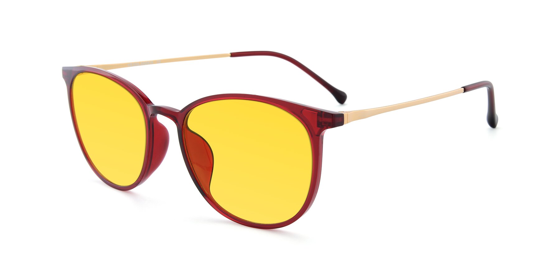 Angle of XC-6006 in Wine-Gold with Yellow Tinted Lenses
