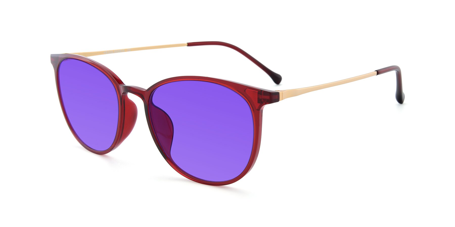 Angle of XC-6006 in Wine-Gold with Purple Tinted Lenses