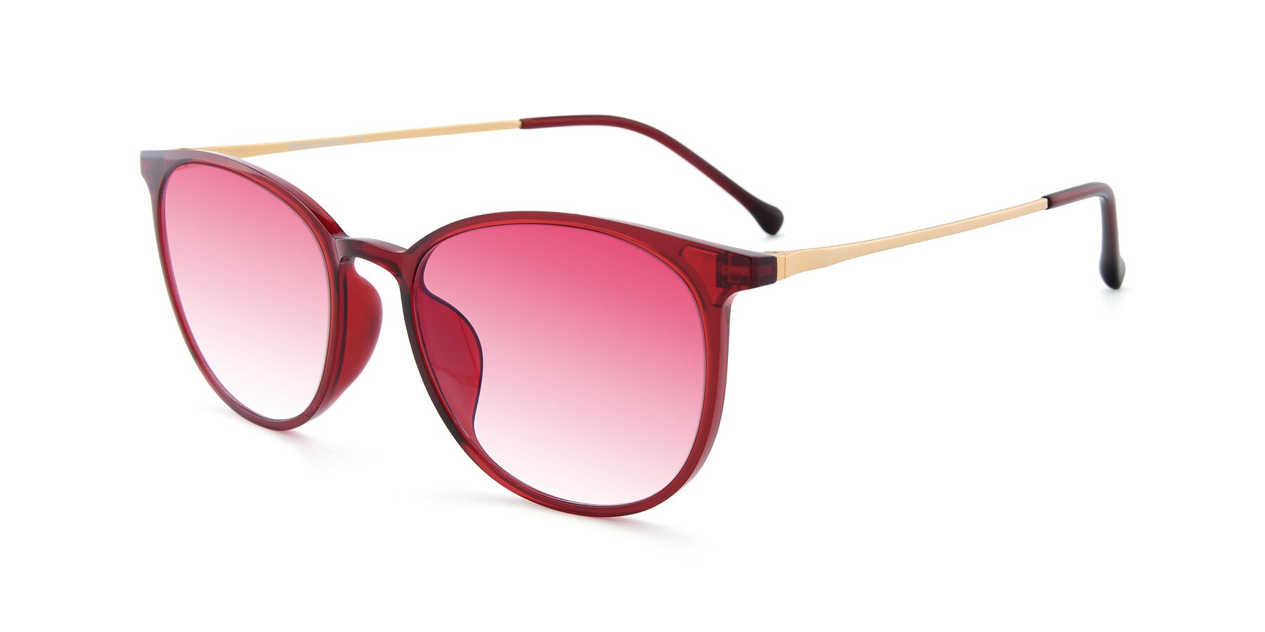 Angle of XC-6006 in Wine-Gold with Pink Gradient Lenses