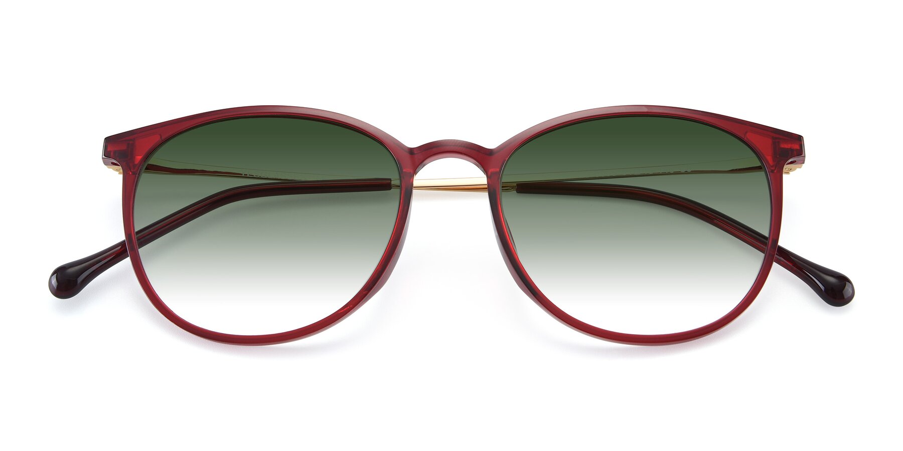 Folded Front of XC-6006 in Wine-Gold with Green Gradient Lenses