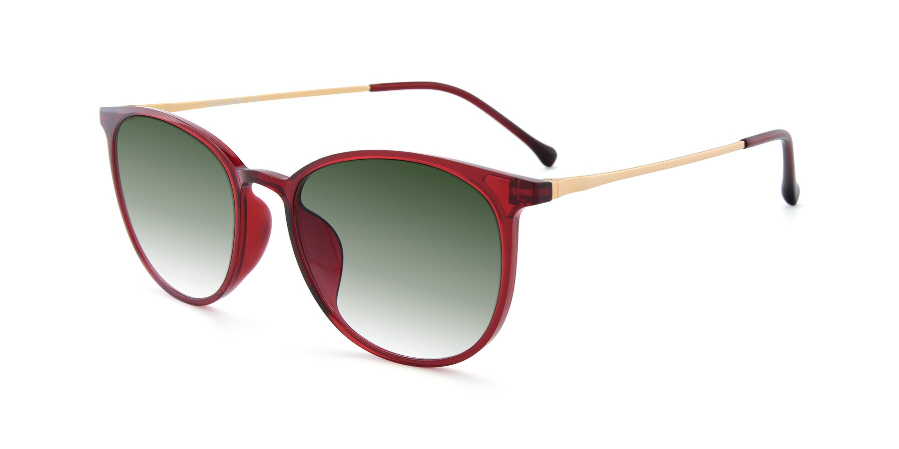 Angle of XC-6006 in Wine-Gold with Green Gradient Lenses