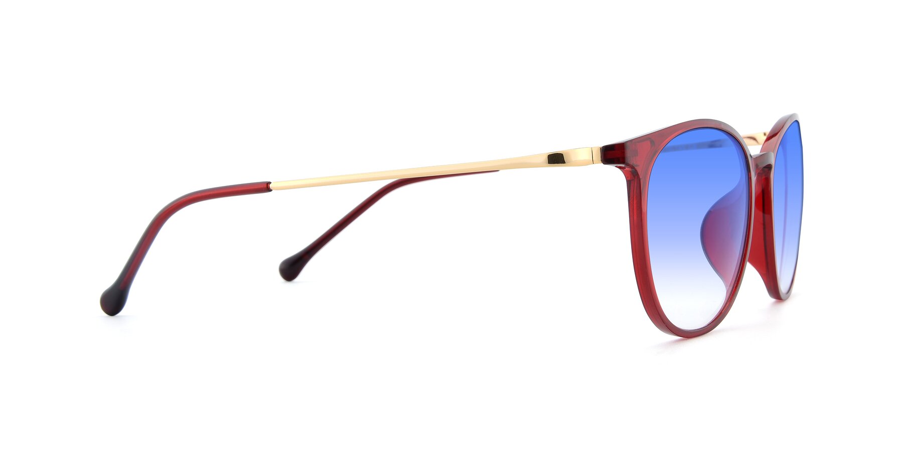 Side of XC-6006 in Wine-Gold with Blue Gradient Lenses