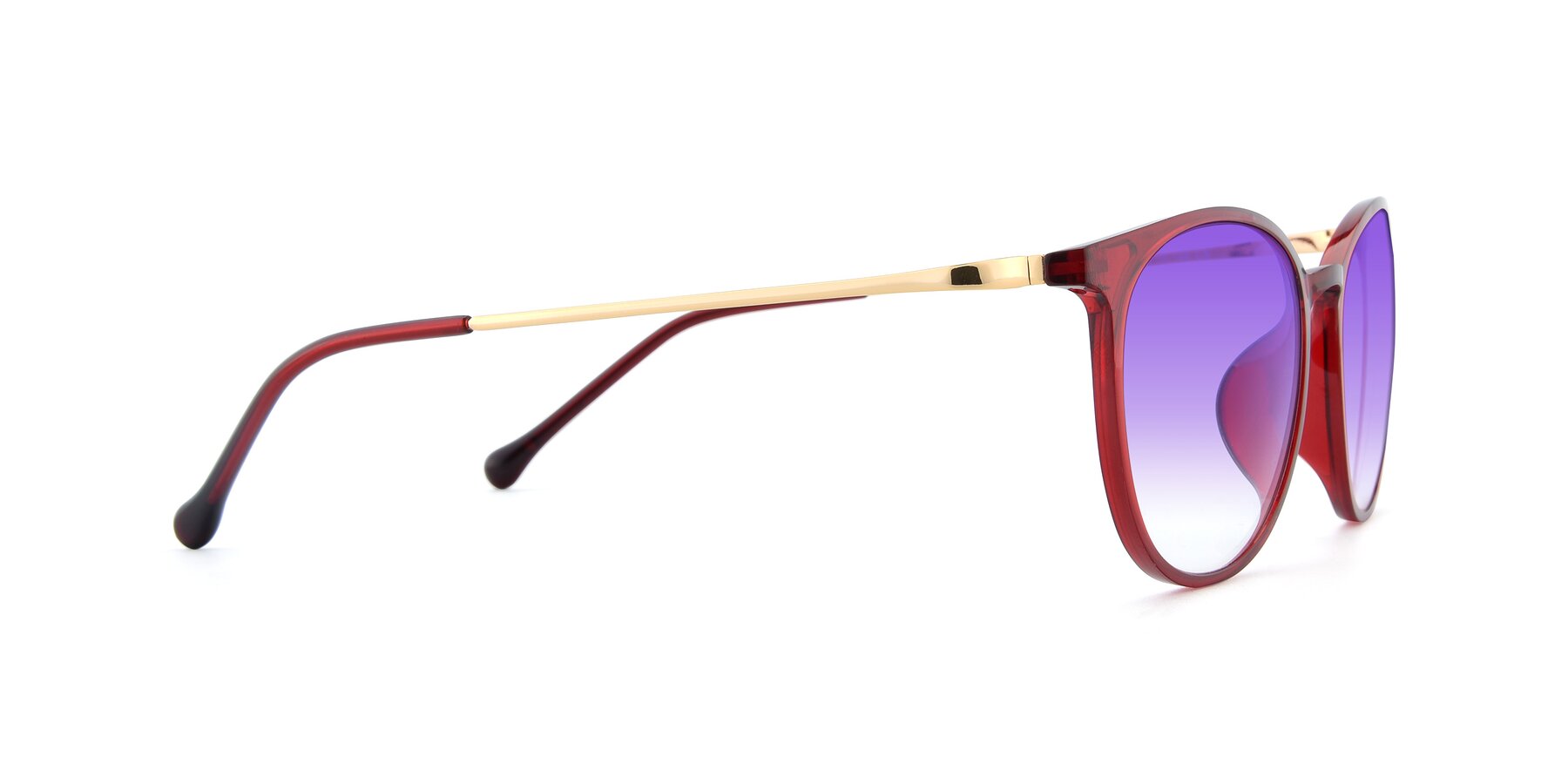 Side of XC-6006 in Wine-Gold with Purple Gradient Lenses