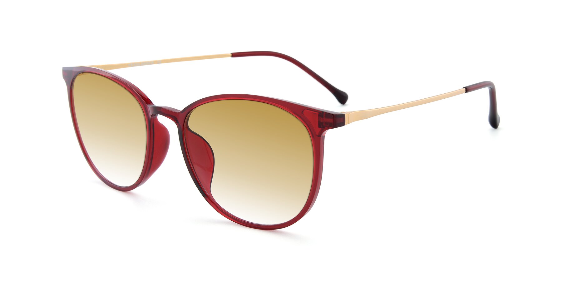Angle of XC-6006 in Wine-Gold with Champagne Gradient Lenses