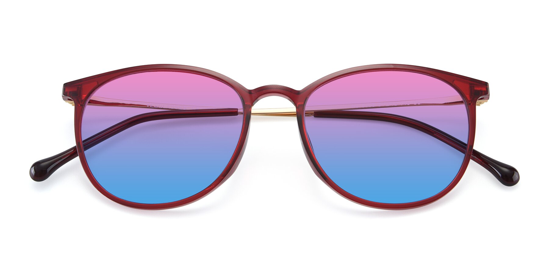 Folded Front of XC-6006 in Wine-Gold with Pink / Blue Gradient Lenses