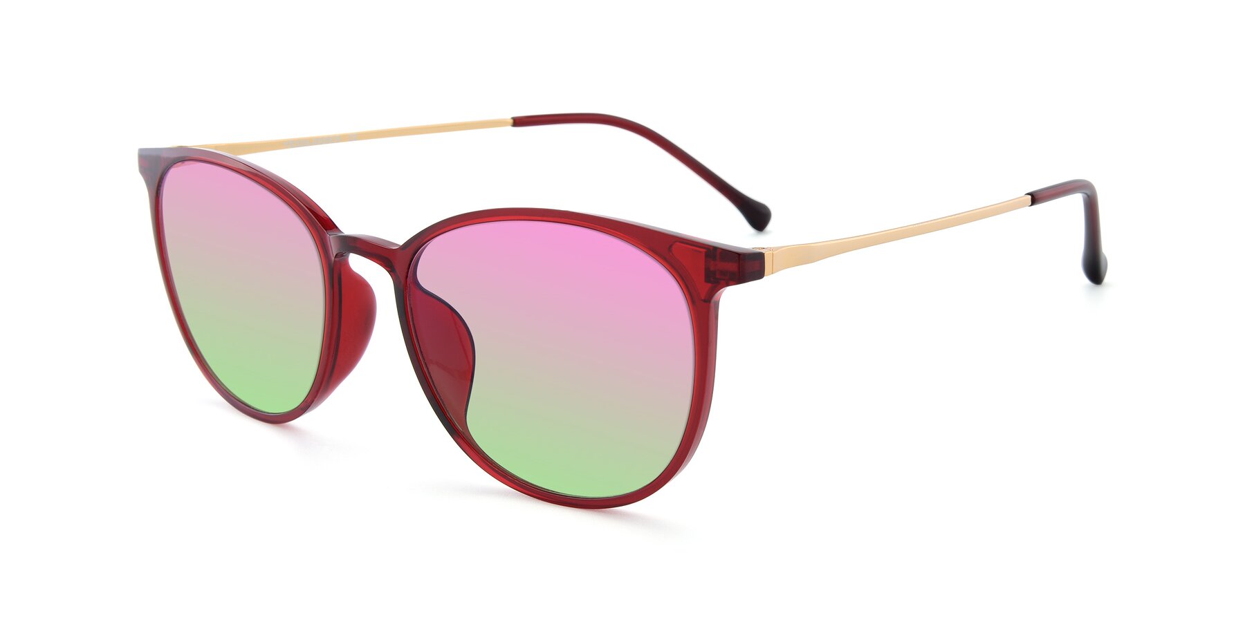 Angle of XC-6006 in Wine-Gold with Pink / Green Gradient Lenses