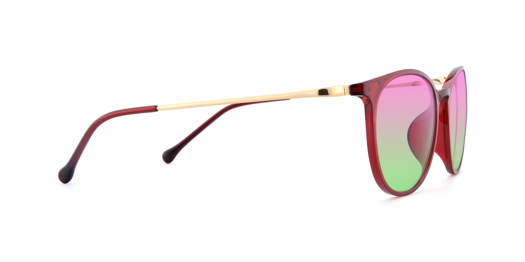 Side of XC-6006 in Wine-Gold with Pink / Green Gradient Lenses