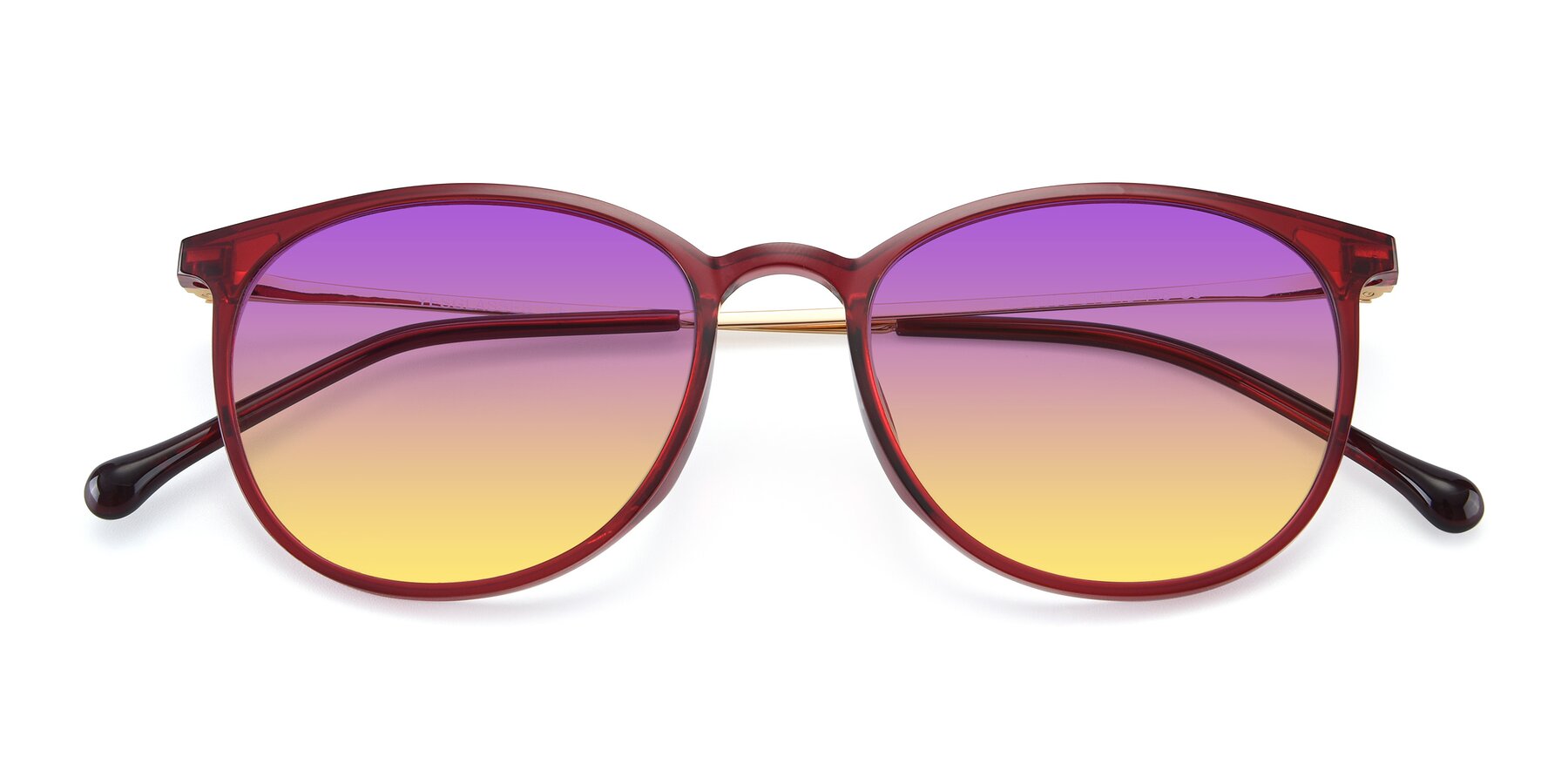 Folded Front of XC-6006 in Wine-Gold with Purple / Yellow Gradient Lenses