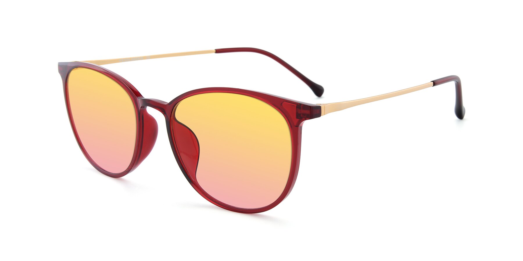 Angle of XC-6006 in Wine-Gold with Yellow / Pink Gradient Lenses