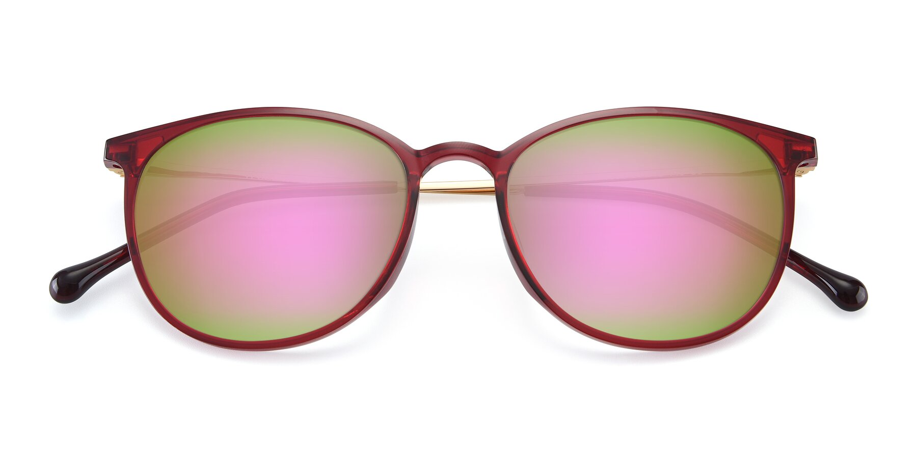 Folded Front of XC-6006 in Wine-Gold with Pink Mirrored Lenses