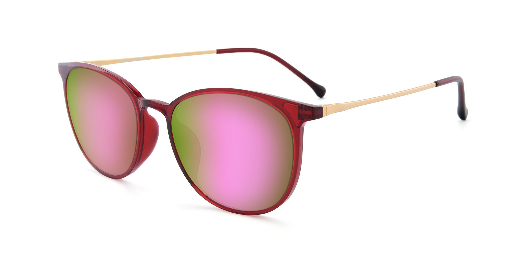 Angle of XC-6006 in Wine-Gold with Pink Mirrored Lenses
