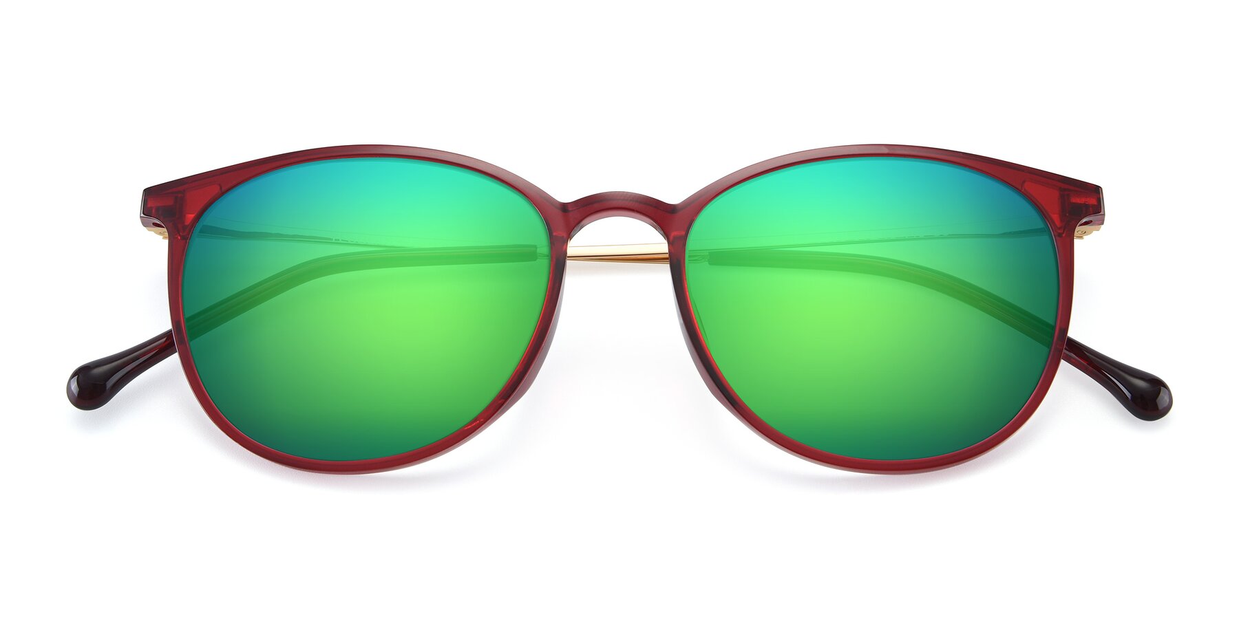 Folded Front of XC-6006 in Wine-Gold with Green Mirrored Lenses