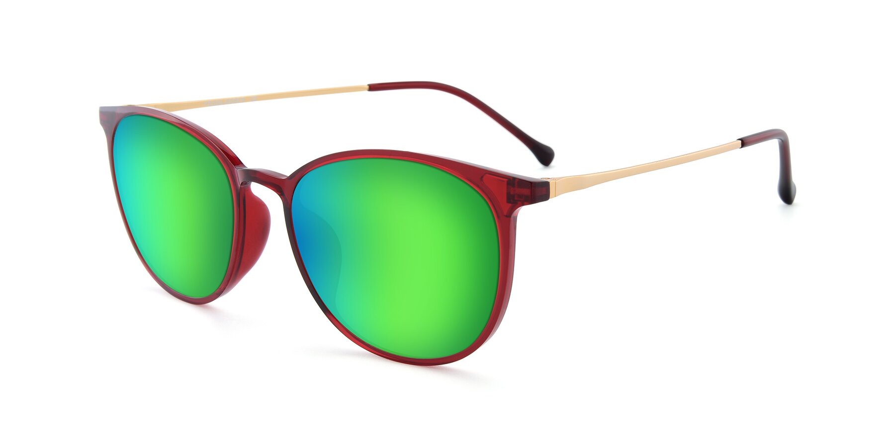 Angle of XC-6006 in Wine-Gold with Green Mirrored Lenses