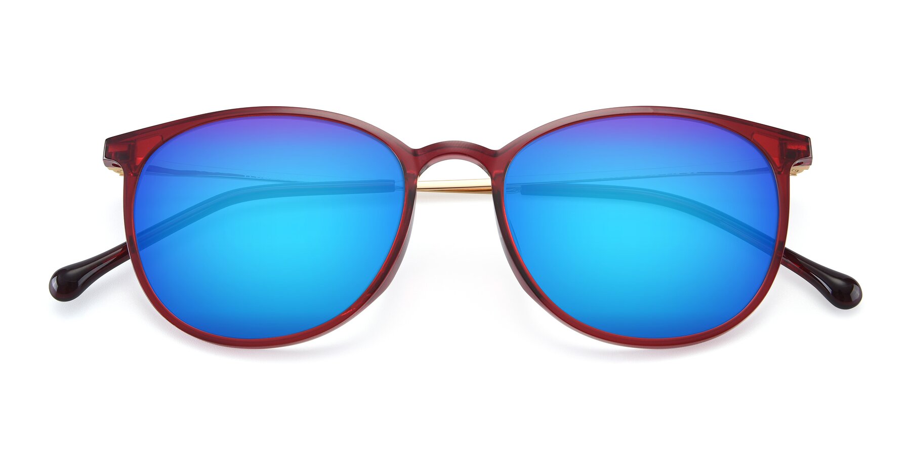 Folded Front of XC-6006 in Wine-Gold with Blue Mirrored Lenses