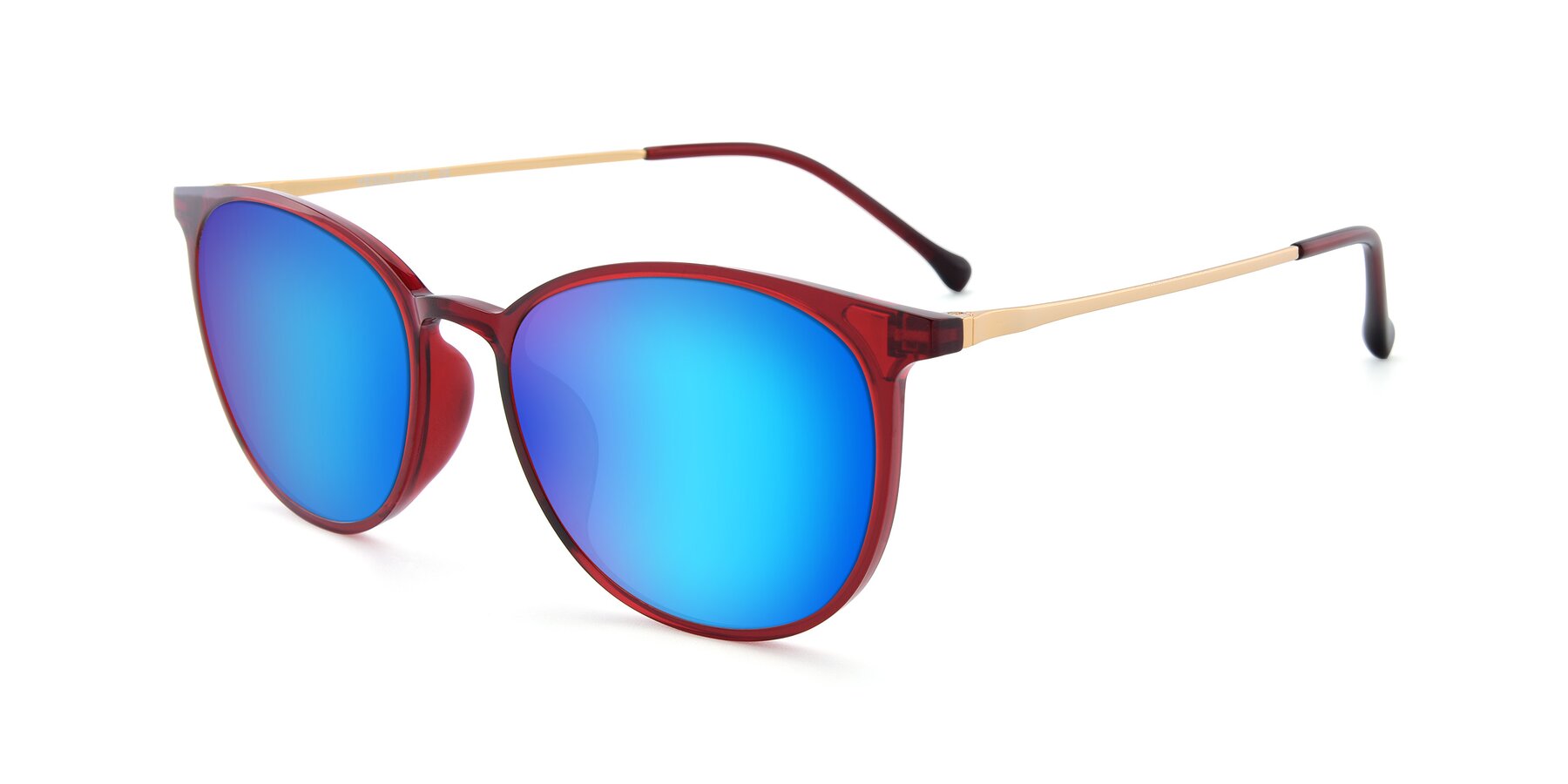 Angle of XC-6006 in Wine-Gold with Blue Mirrored Lenses