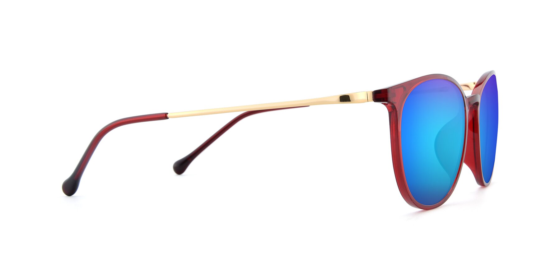 Side of XC-6006 in Wine-Gold with Blue Mirrored Lenses