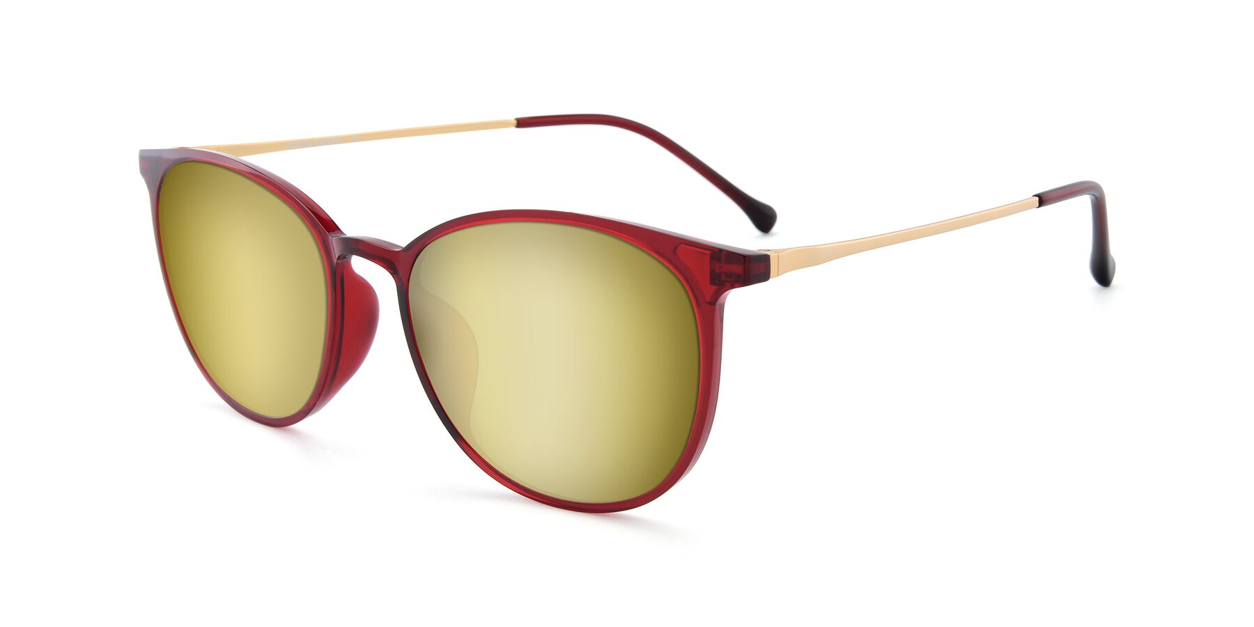 Angle of XC-6006 in Wine-Gold with Gold Mirrored Lenses