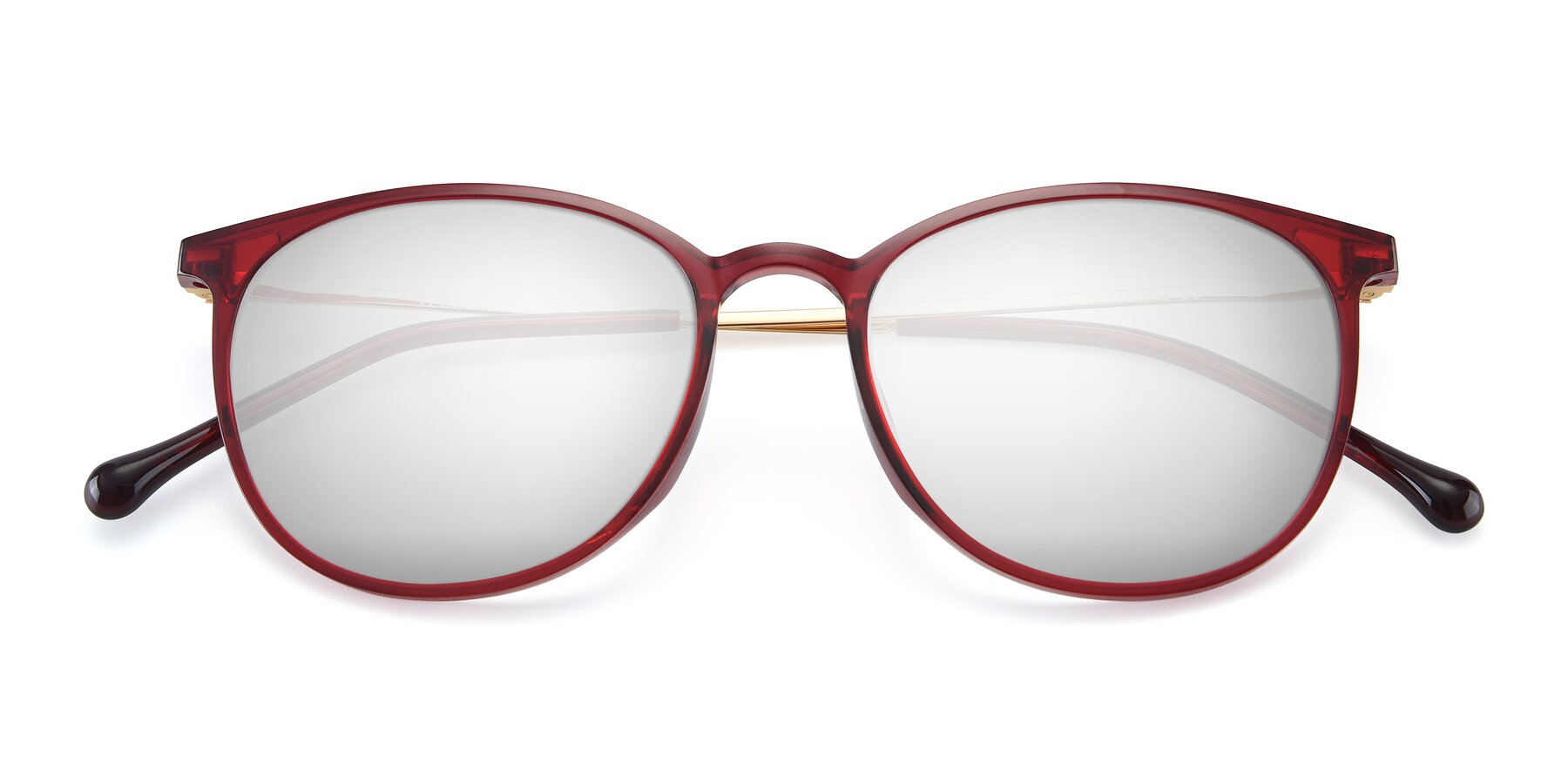 Folded Front of XC-6006 in Wine-Gold with Silver Mirrored Lenses