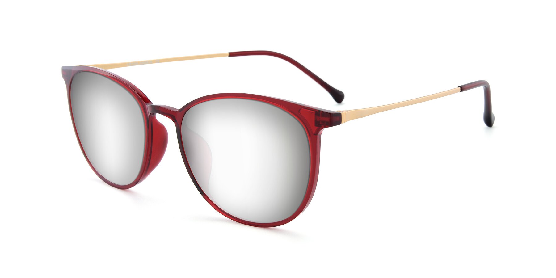 Angle of XC-6006 in Wine-Gold with Silver Mirrored Lenses
