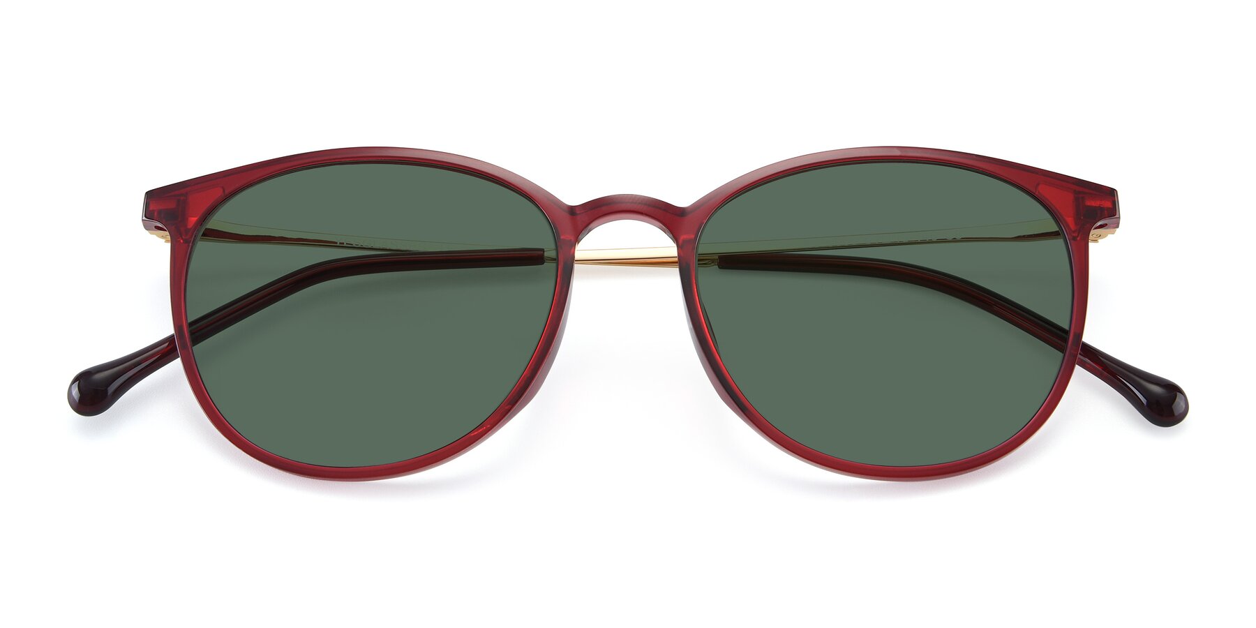 Folded Front of XC-6006 in Wine-Gold with Green Polarized Lenses