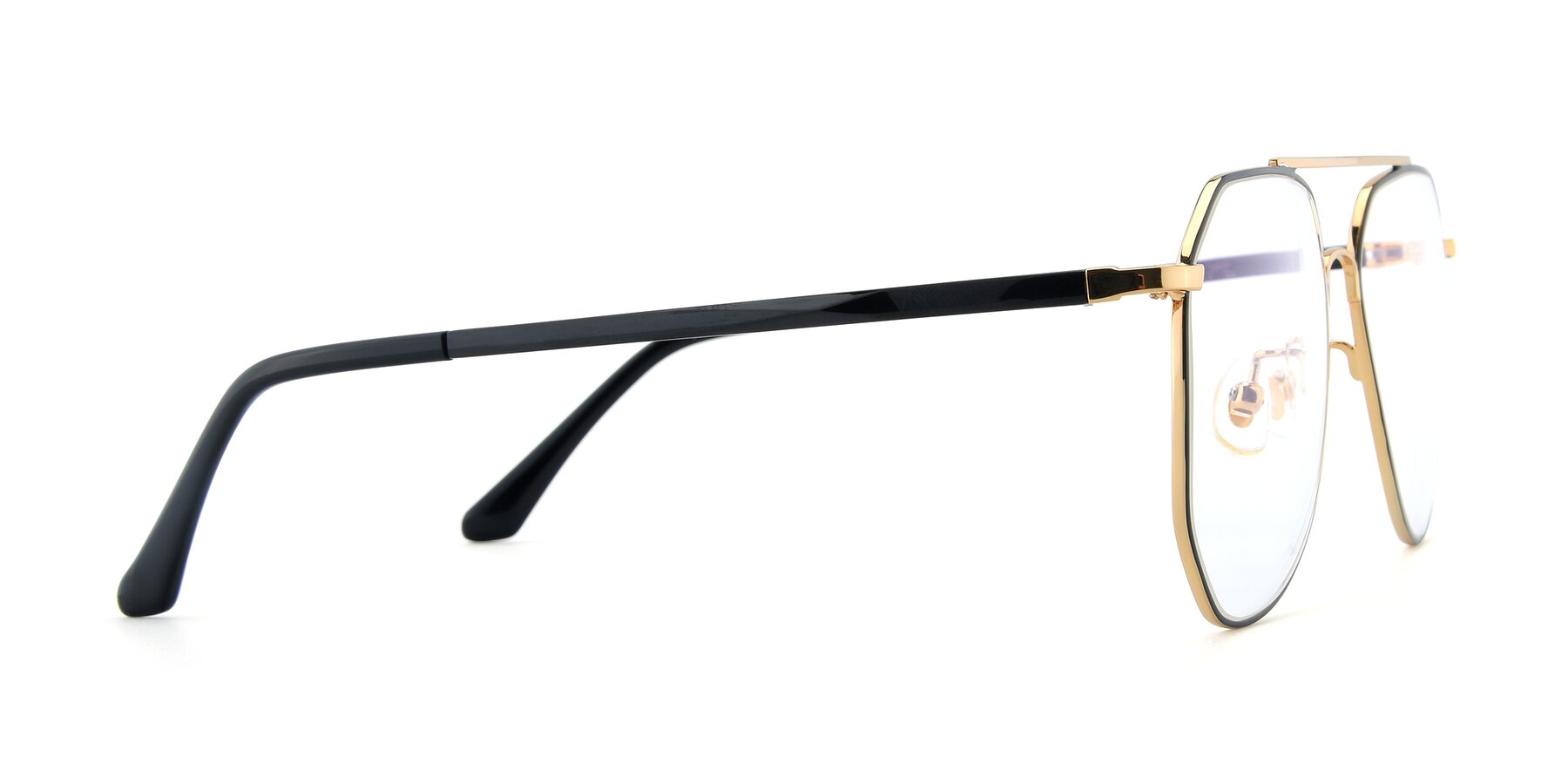 Side of XC-8040 in Black/ Gold with Clear Reading Eyeglass Lenses
