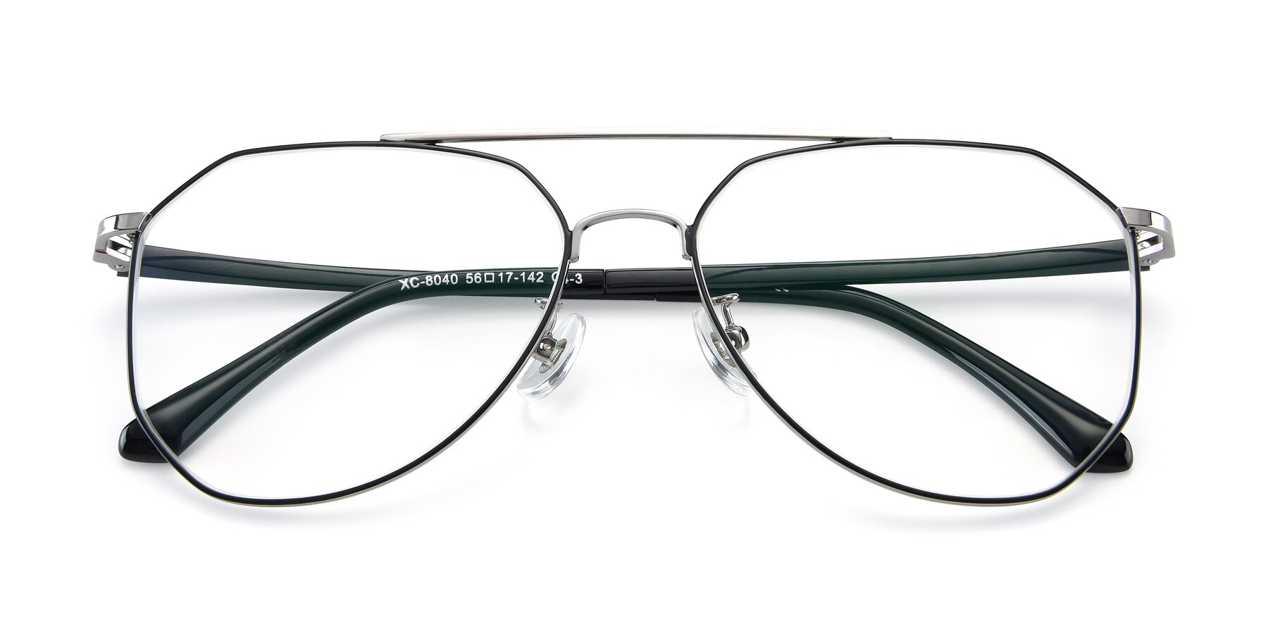 Folded Front of XC-8040 in Black/ Gunmetal with Clear Reading Eyeglass Lenses