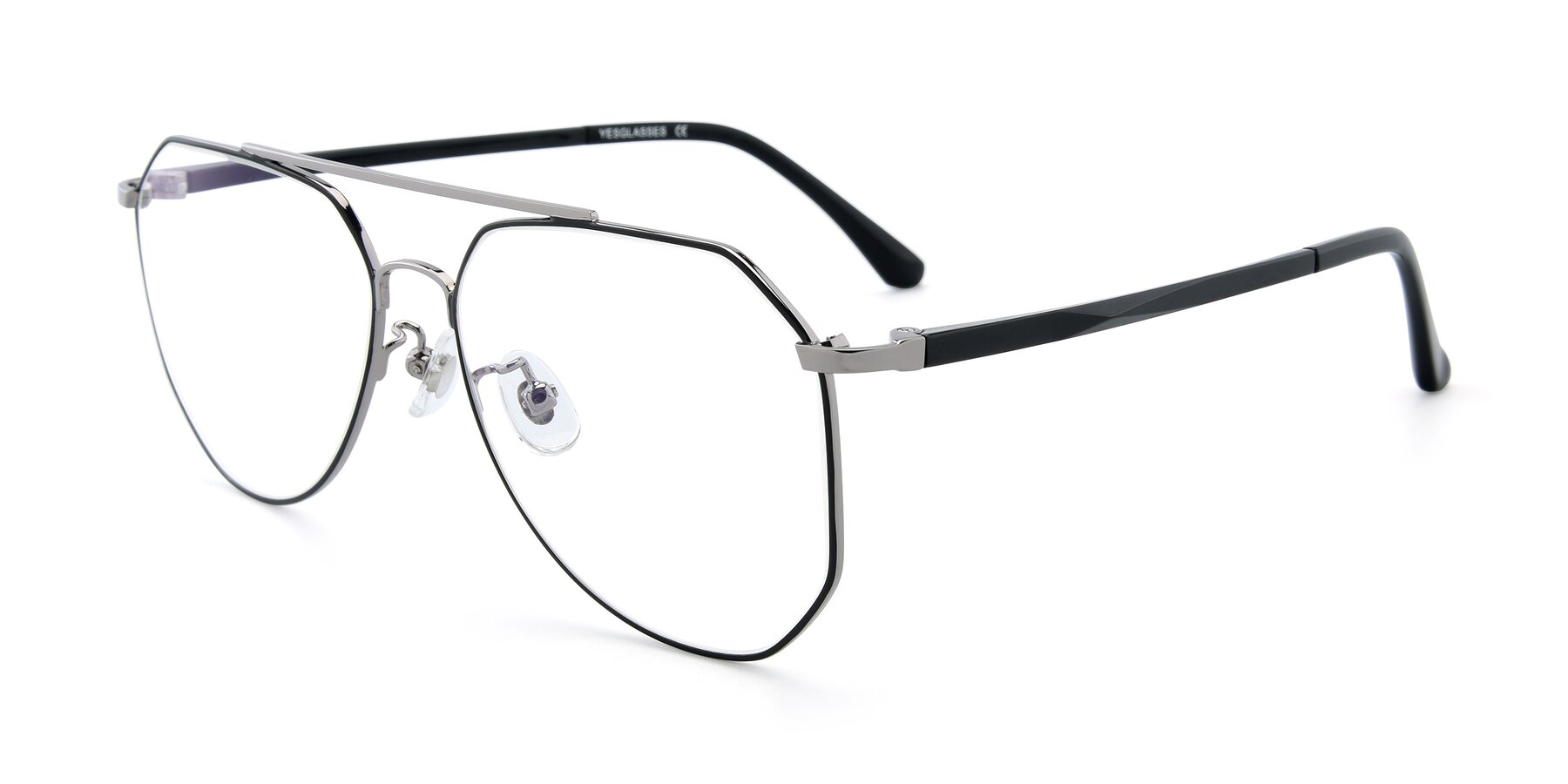 Angle of XC-8040 in Black/ Gunmetal with Clear Reading Eyeglass Lenses