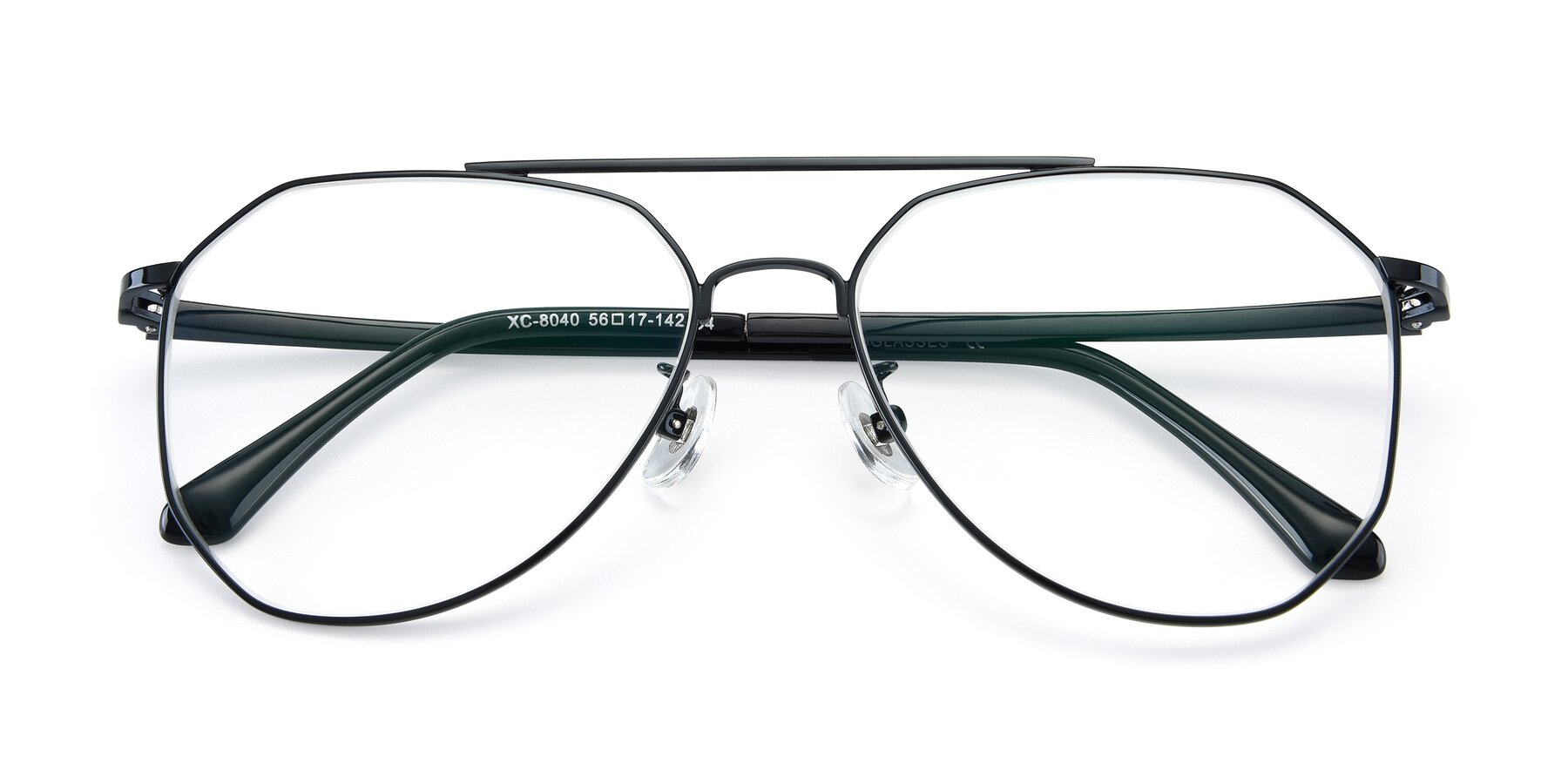 Folded Front of XC-8040 in Black with Clear Reading Eyeglass Lenses
