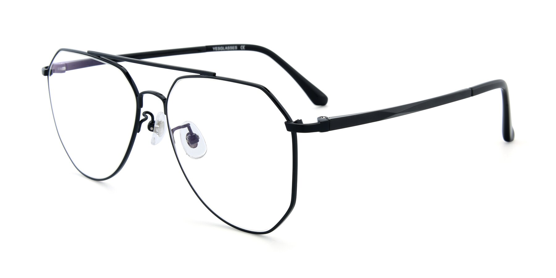 Angle of XC-8040 in Black with Clear Reading Eyeglass Lenses