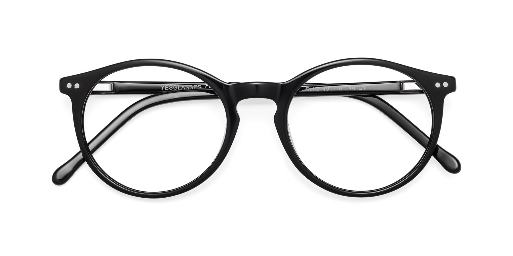 Folded Front of Echo in Black with Clear Eyeglass Lenses