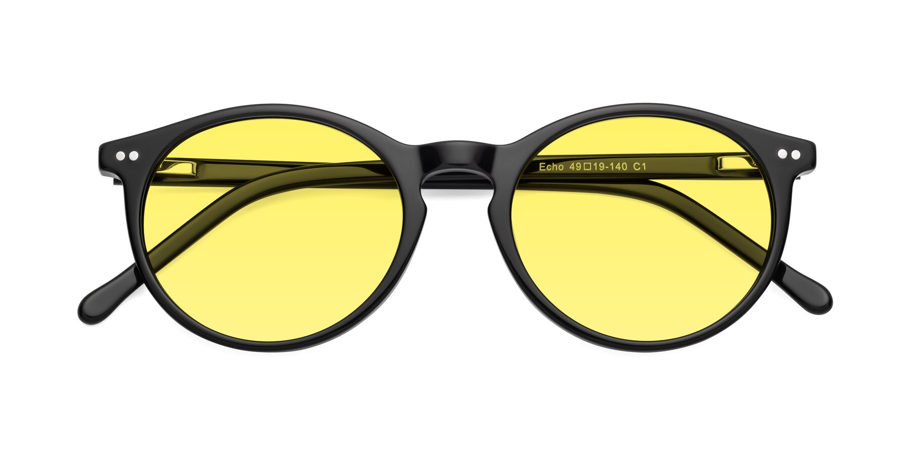 Folded Front of Echo in Black with Medium Yellow Tinted Lenses