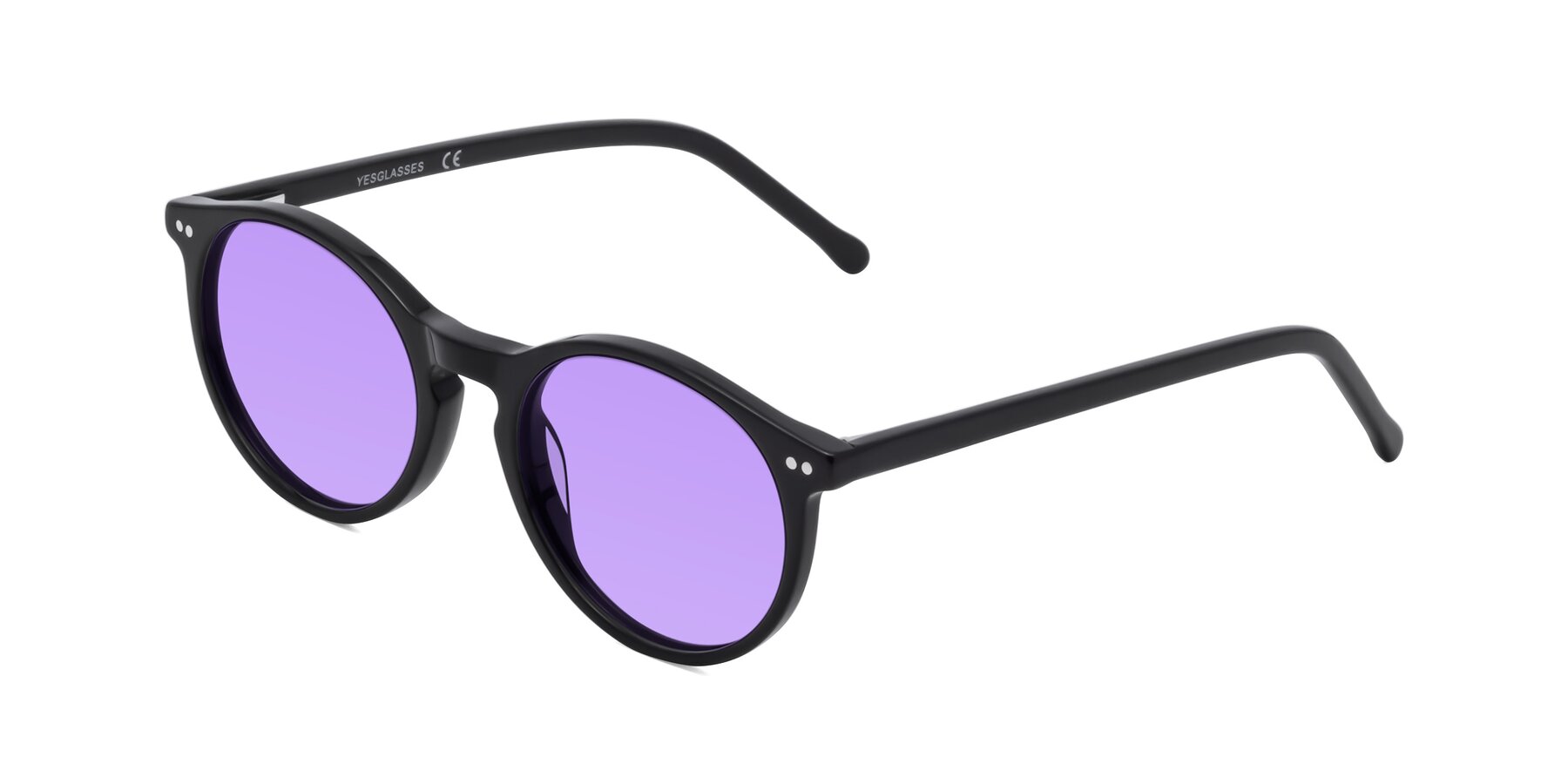 Angle of Echo in Black with Medium Purple Tinted Lenses