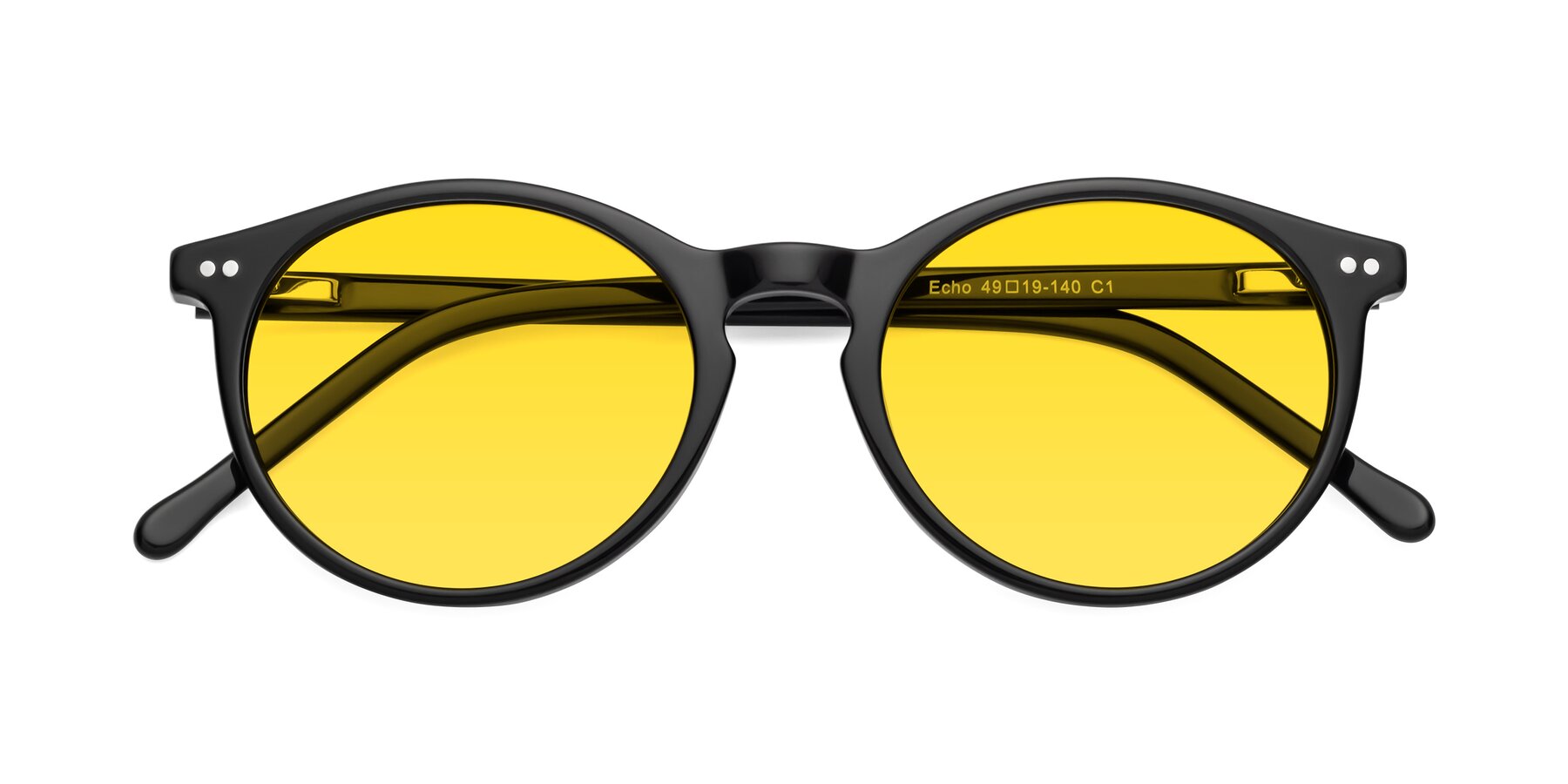 Folded Front of Echo in Black with Yellow Tinted Lenses