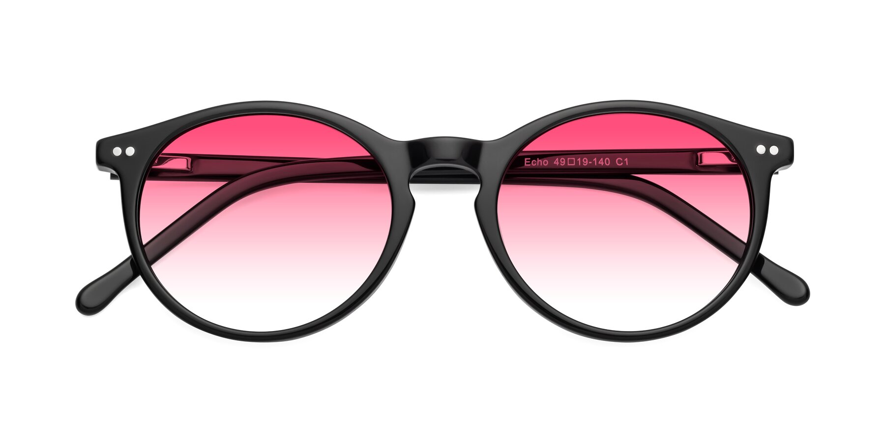 Folded Front of Echo in Black with Pink Gradient Lenses
