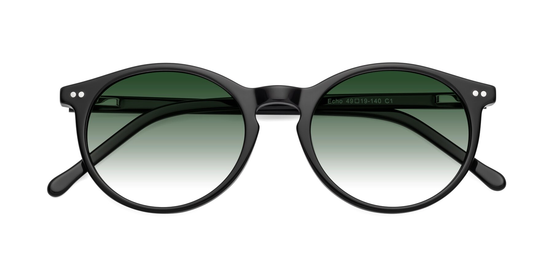 Folded Front of Echo in Black with Green Gradient Lenses