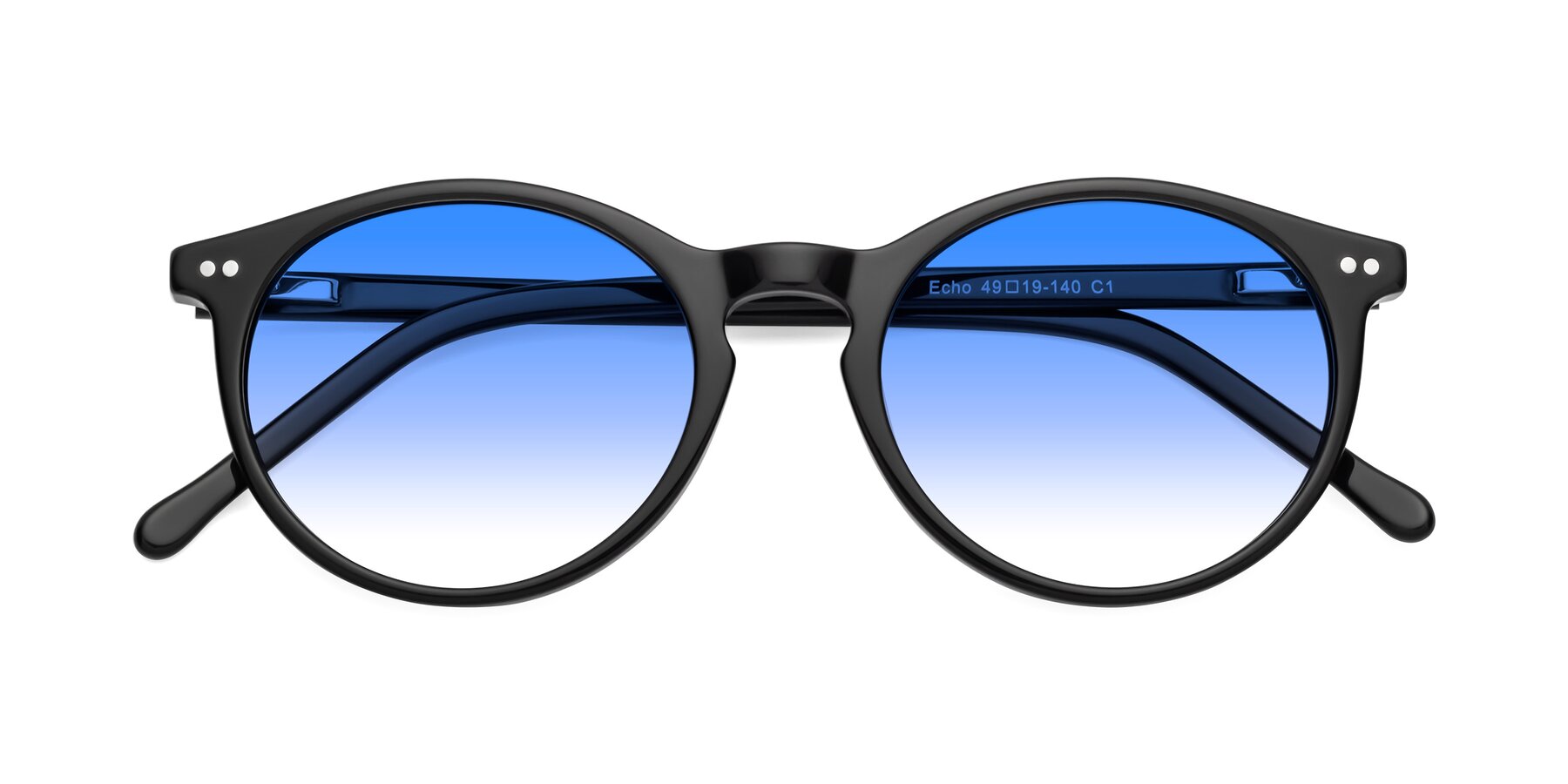 Folded Front of Echo in Black with Blue Gradient Lenses