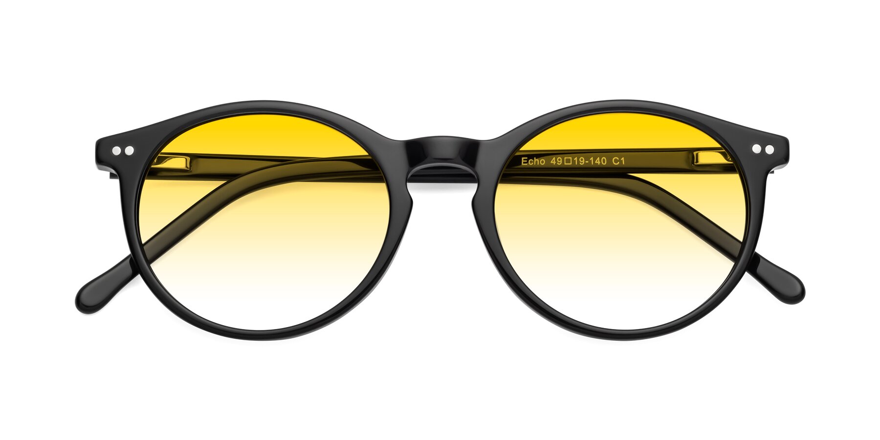 Folded Front of Echo in Black with Yellow Gradient Lenses