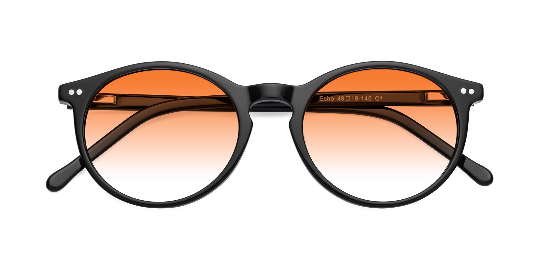 Folded Front of Echo in Black with Orange Gradient Lenses