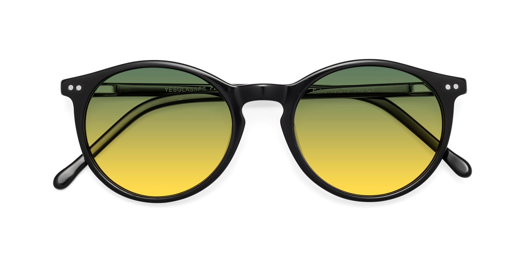 Folded Front of Echo in Black with Green / Yellow Gradient Lenses