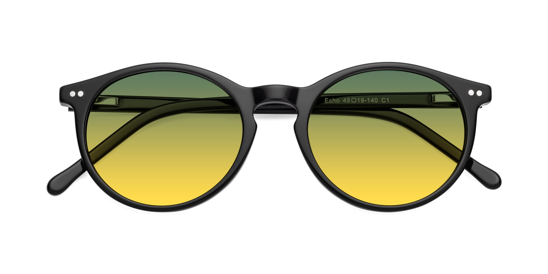Folded Front of Echo in Black with Green / Yellow Gradient Lenses