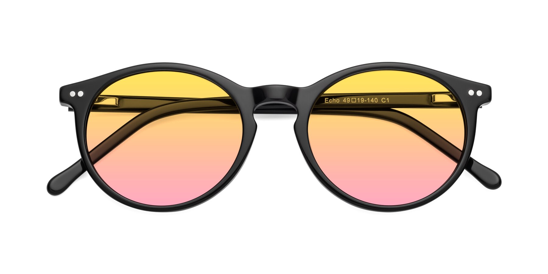 Folded Front of Echo in Black with Yellow / Pink Gradient Lenses