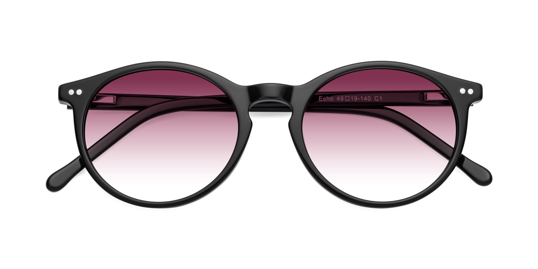 Folded Front of Echo in Black with Wine Gradient Lenses