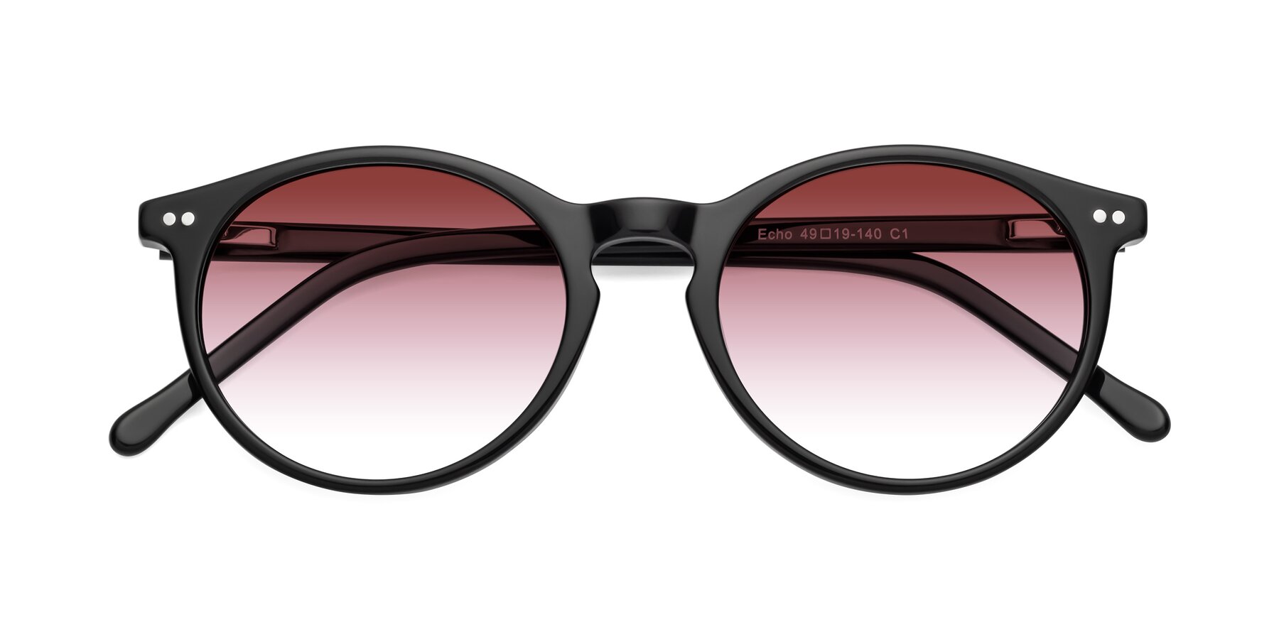 Folded Front of Echo in Black with Garnet Gradient Lenses