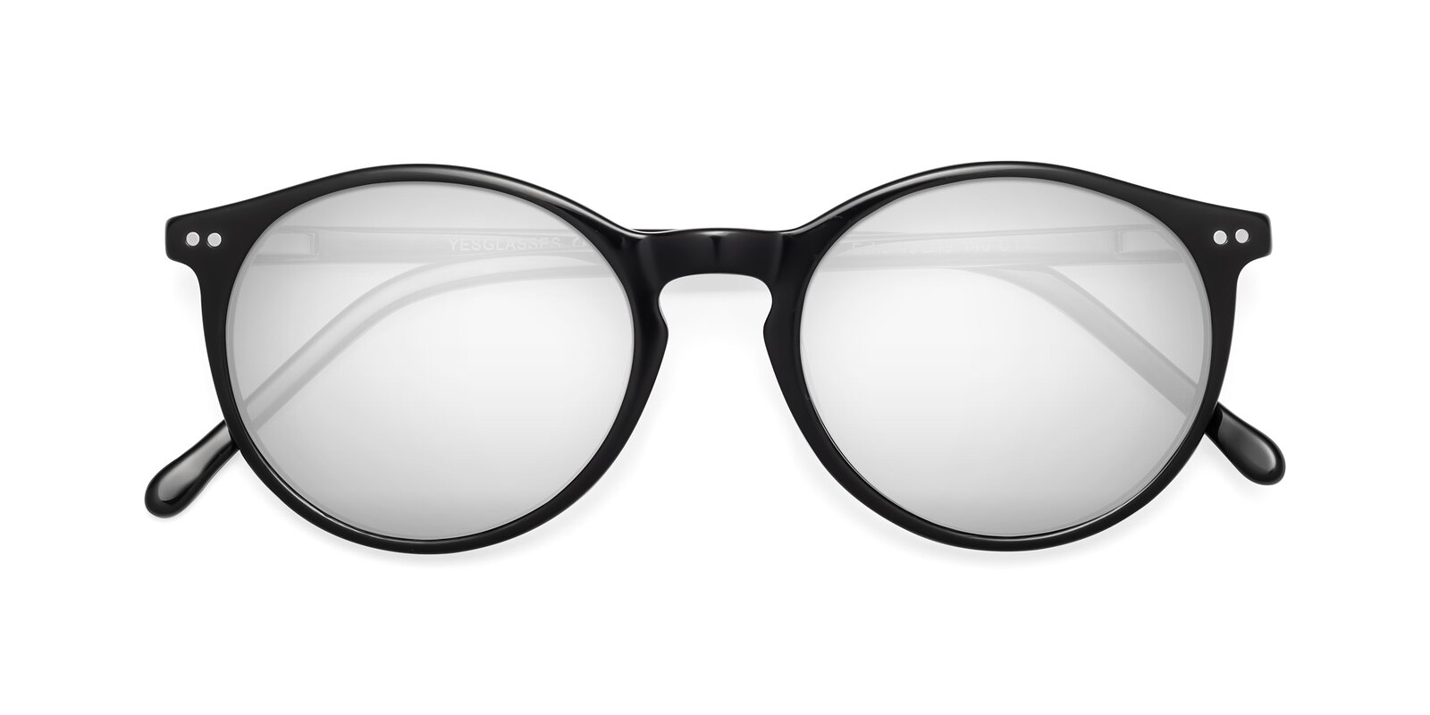 Black Narrow Wayfarer Acetate Mirrored Sunglasses with Silver Sunwear