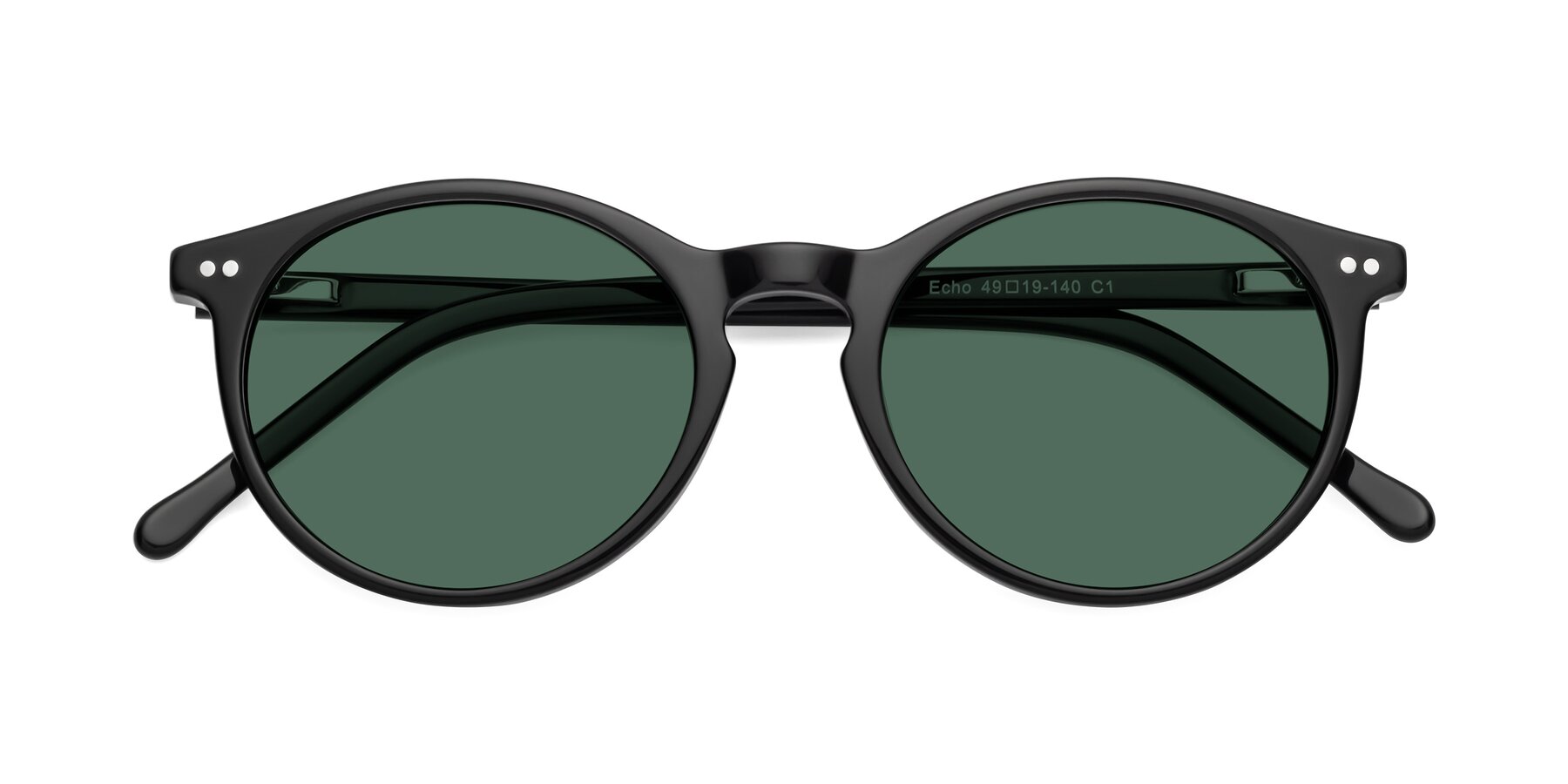 Folded Front of Echo in Black with Green Polarized Lenses