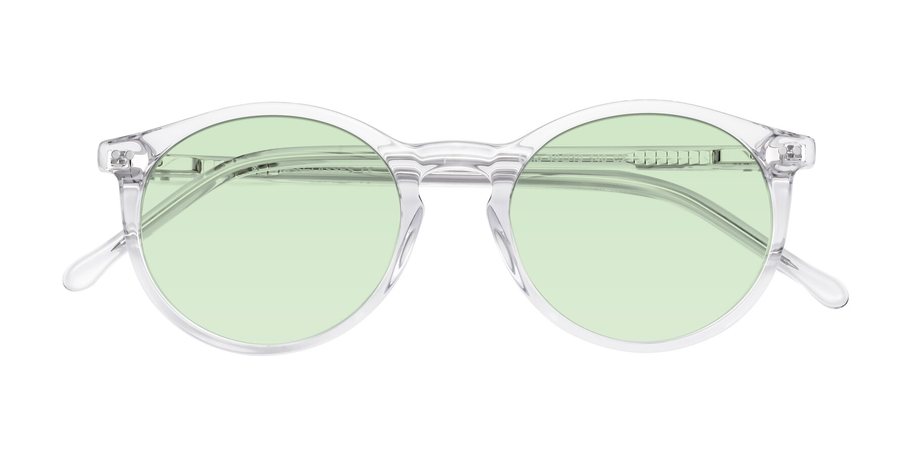 Folded Front of Echo in Clear with Light Green Tinted Lenses
