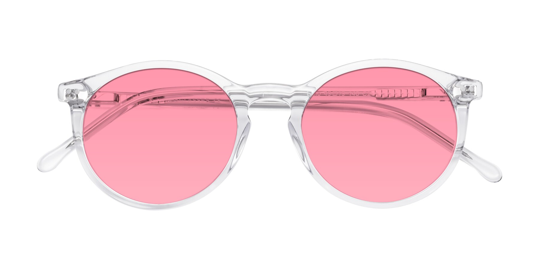 Folded Front of Echo in Clear with Pink Tinted Lenses