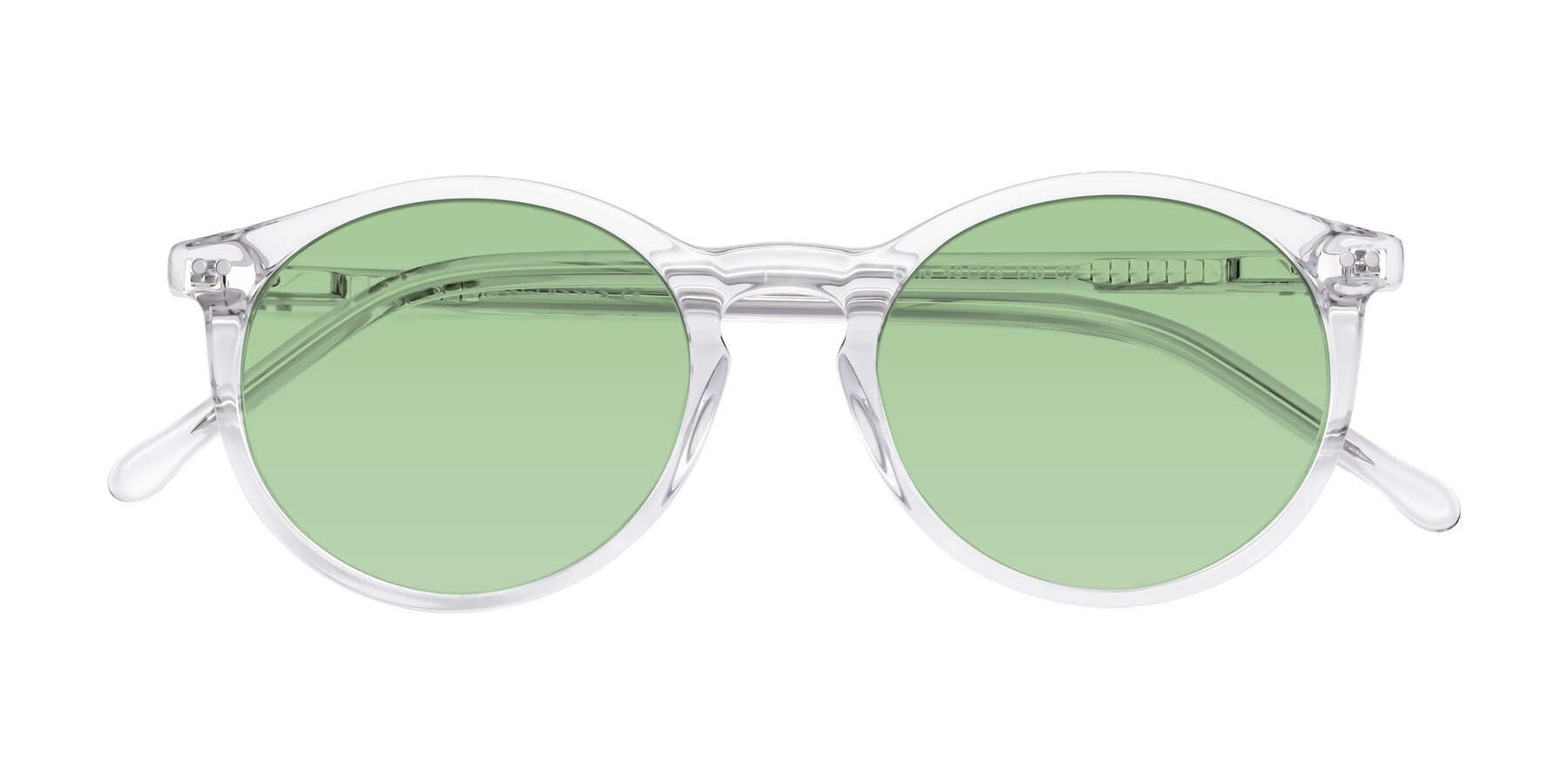 Folded Front of Echo in Clear with Medium Green Tinted Lenses
