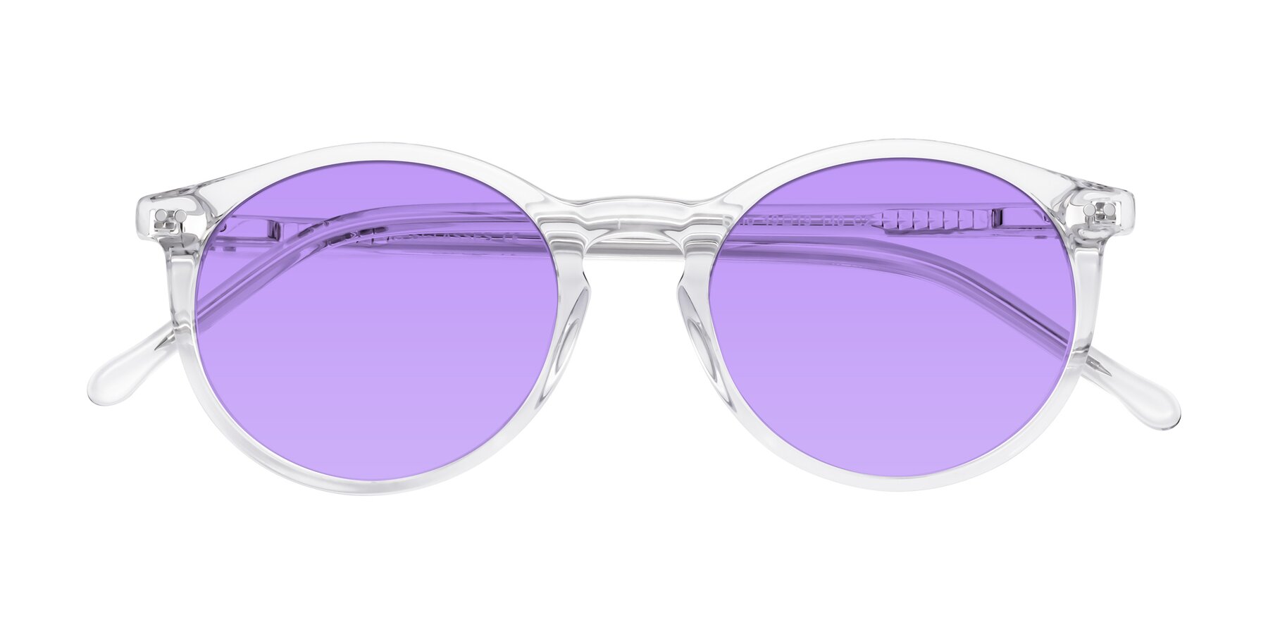 Folded Front of Echo in Clear with Medium Purple Tinted Lenses